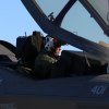 Cmdr. John Turner emerges from his F-35.